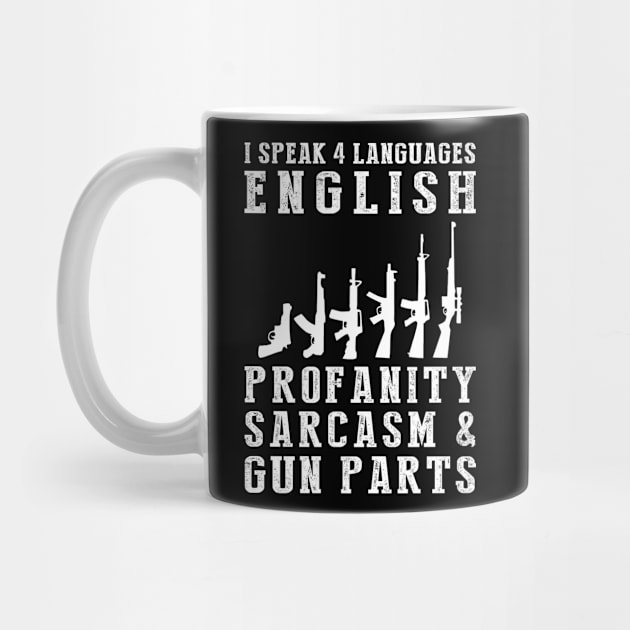 Locked and Loaded with Laughter! Funny '4 Languages' Sarcasm Gun Tee & Hoodie by MKGift